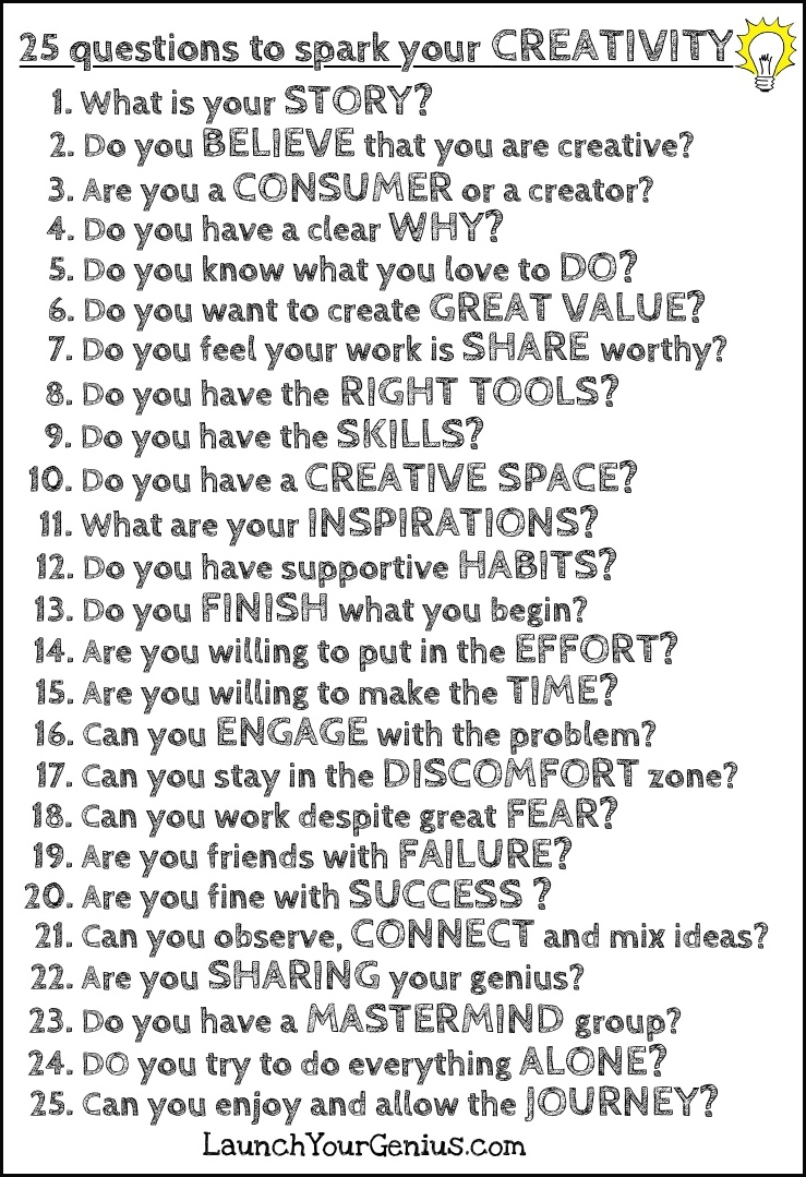 25 questions to spark your CREATIVITY!